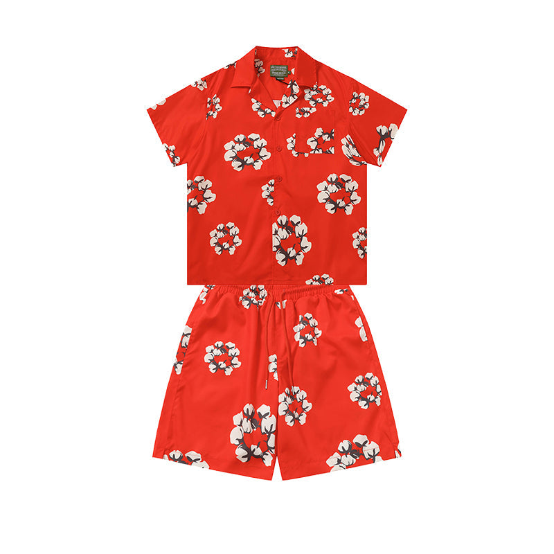 Denim Tears T-shirt & Shorts 2 Piece Set Button cardigan woven