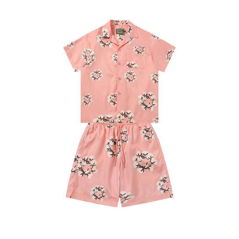 Denim Tears T-shirt & Shorts 2 Piece Set Button cardigan woven