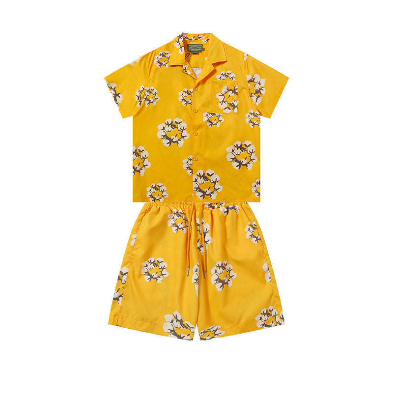 Denim Tears T-shirt & Shorts 2 Piece Set Button cardigan woven